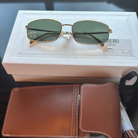 CELINE EYEWEAR Triomphe Rhinestone 02 rectangular sunglasses - Picture 1 of 6